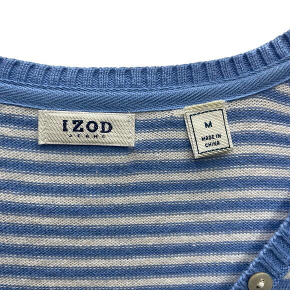 Izod Blue and White All Cotton V-Neckline Knit Top Women’s Size Medium - Picture 7 of 10